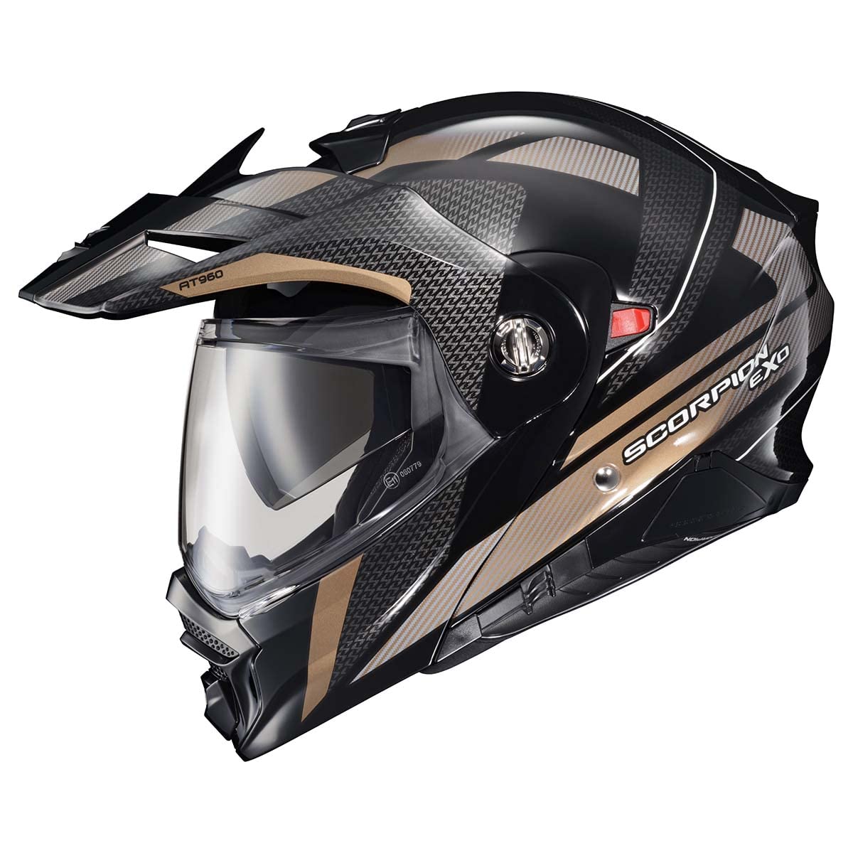 ScorpionEXO AT960 Modular Adventure Street Adult Motorcycle Helmet with Bluetooth Ready Speaker Pockets DOT ECE Approved (Hicks Gold Small) (8094666064110)